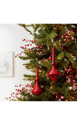 10" Red Glass Drop Ornament