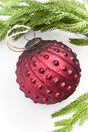 4" Burgundy Hobnail Glass Ball Ornament