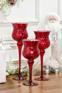 Red Mercury Glass Candle Holders - Set of 3
