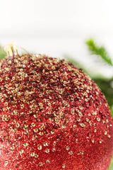 6" Red Glitter Hanger Ball Ornament