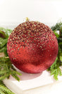 6" Red Glitter Hanger Ball Ornament