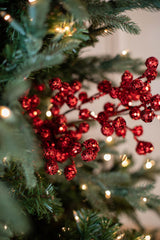 29 Inch Red Crabapple Glitter Spray