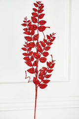 35" Red Glitter/Mica Later Fern Spray