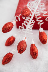 20.5 Inch Red Glitter Christmas Light Bulbs Spray Decorative Holiday Stem