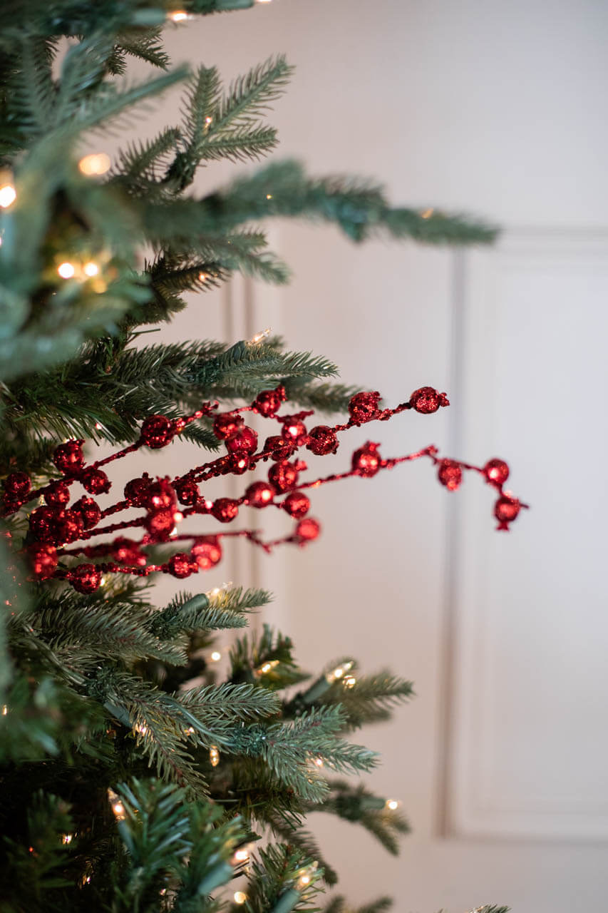 30” Glitter Mini Pomegranate Spray - Red