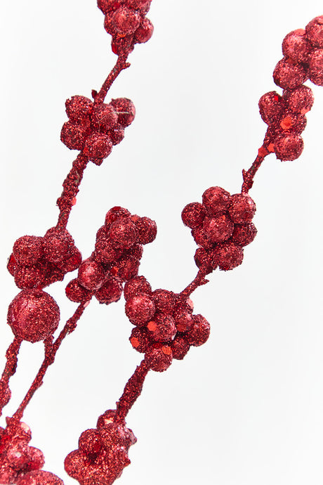 26" Red Glitter Berries Spray