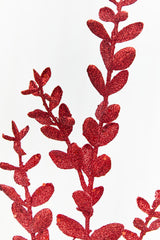 30" Red Glitter Eucalyptus Spray