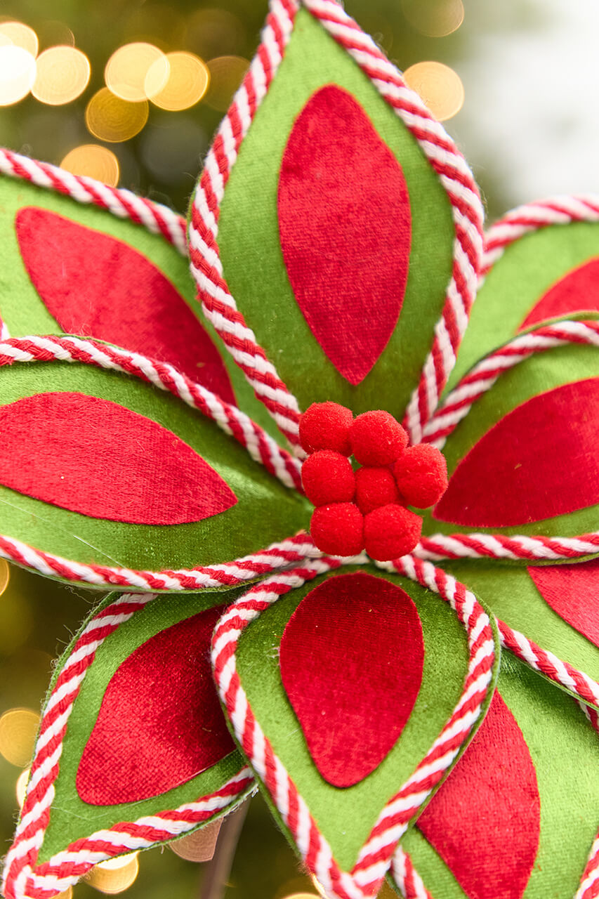 20" x 11.5" Whimsical Red & Green Poinsettia Stem