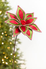 20" x 11.5" Whimsical Red & Green Poinsettia Stem