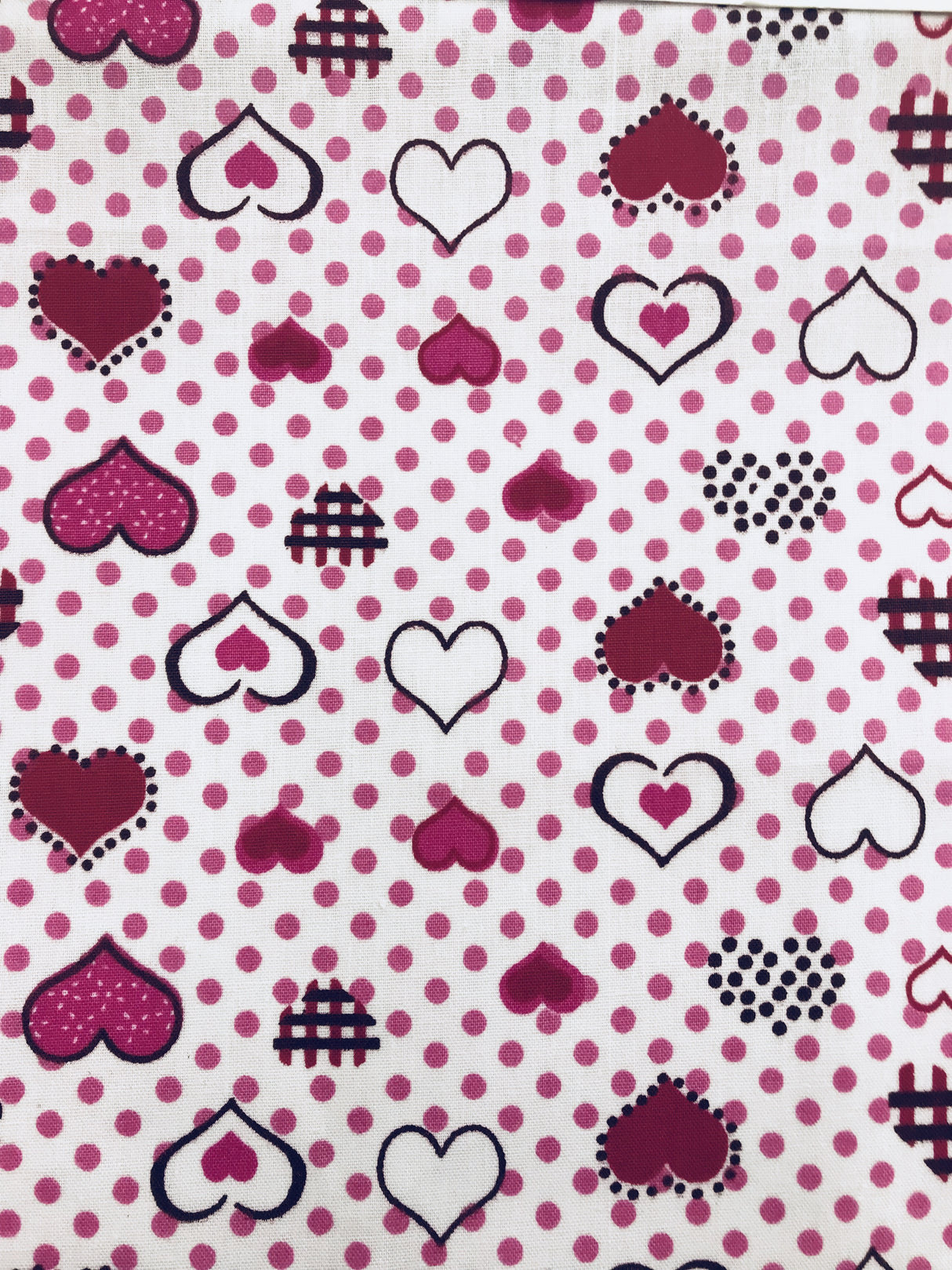 Red Hearts Poly Cotton Fabric - Red Hearts Print, 59/60" Width
