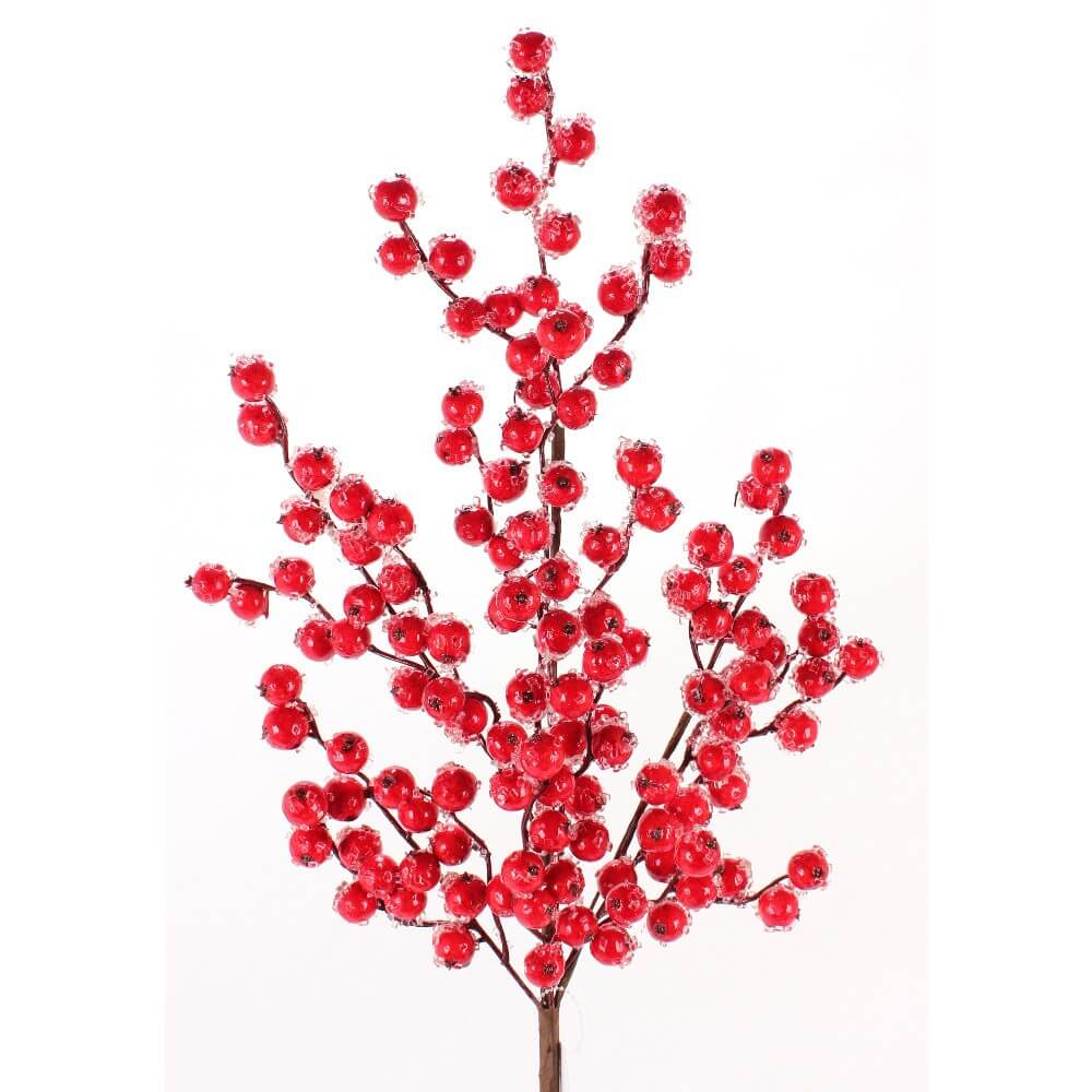 29” Red Iced Crabapple Christmas Sprays (Weather Resistant)