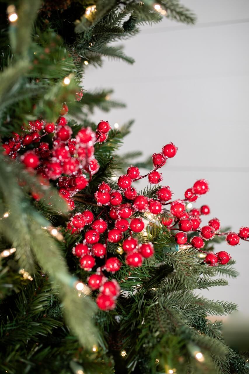 29” Red Iced Crabapple Christmas Sprays (Weather Resistant)