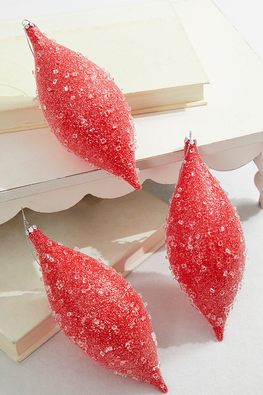 7" Red Sugar Iced Finial Ornament