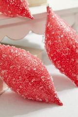 7" Red Sugar Iced Finial Ornament