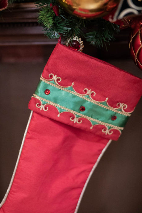 25” Jeweled Trim Velvet Stocking