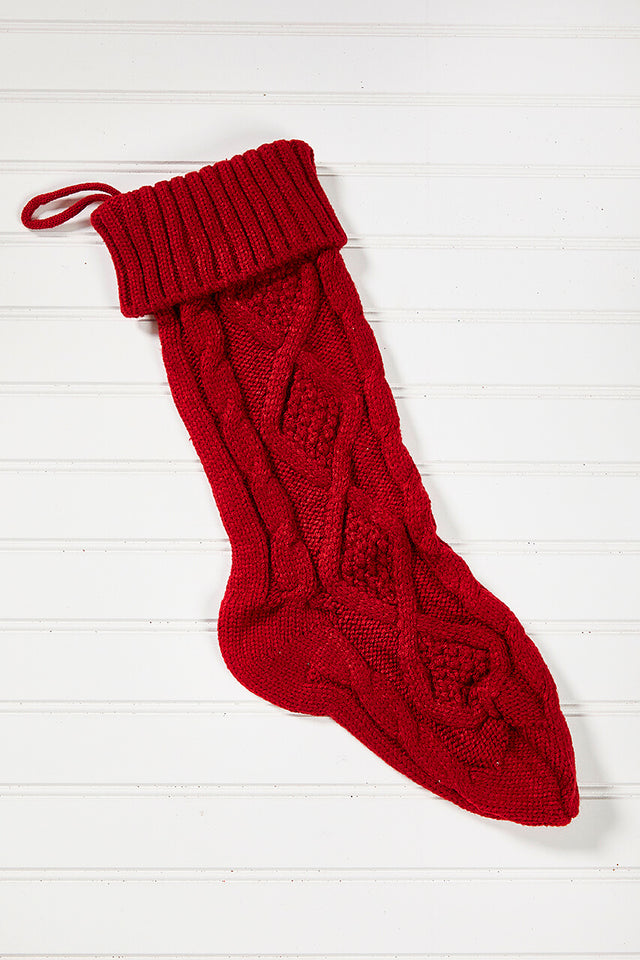 Knitted Christmas Stockings - Red