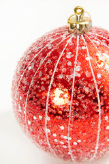 4" Red Glitter Drip Ball Ornament