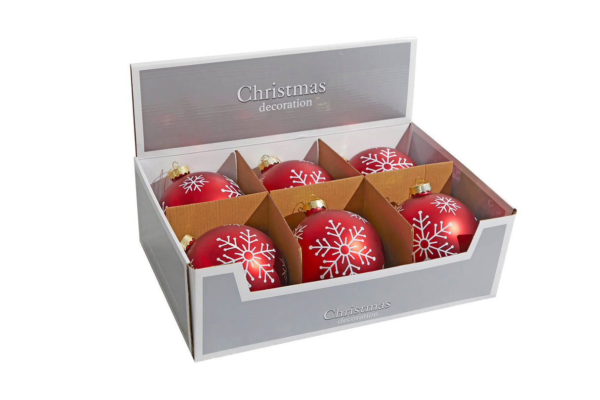5 Inch Red Christmas Ball Ornaments Set of 6 Festive Holiday Tree Decorations