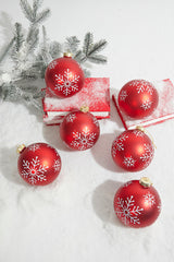 5 Inch Red Christmas Ball Ornaments Set of 6 Festive Holiday Tree Decorations