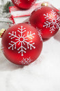 5" Red Christmas Ball Ornaments - Set of 6