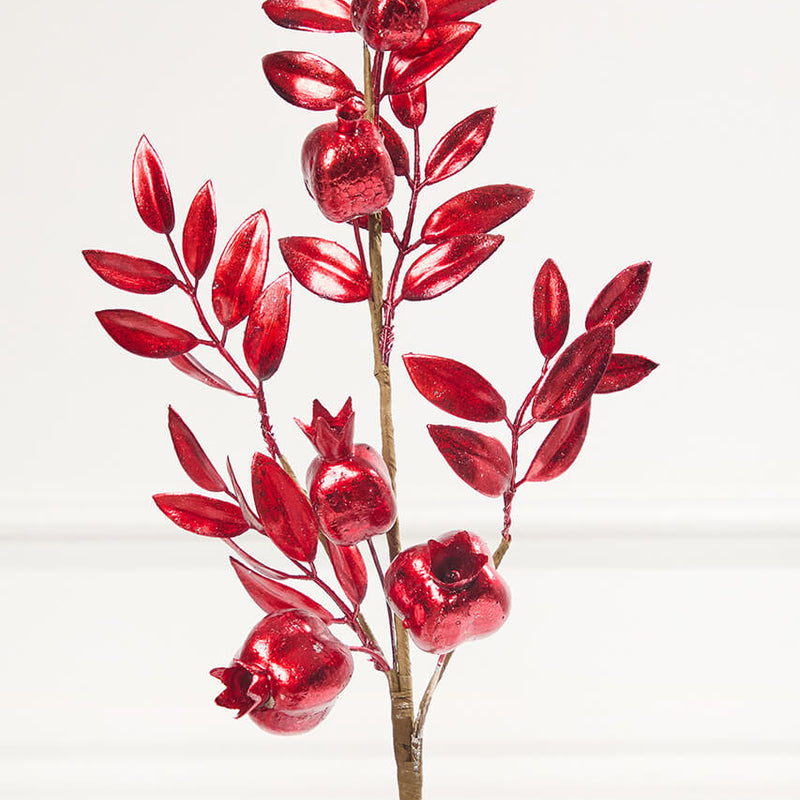26" Red Metallic Pomegranate Stem
