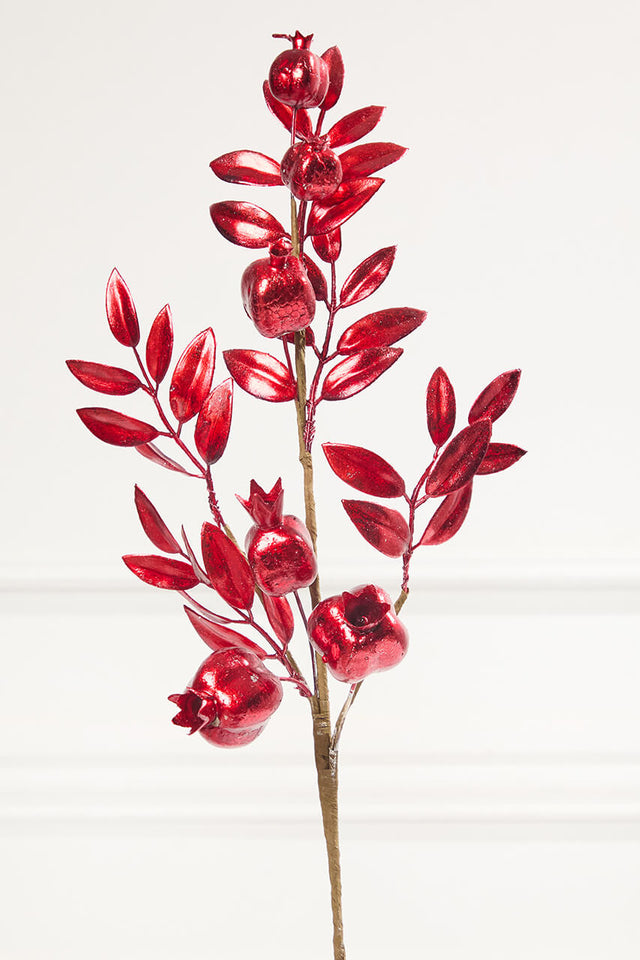 26" Red Metallic Pomegranate Stem