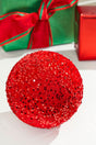 8" Sequin Ball Ornament - Red