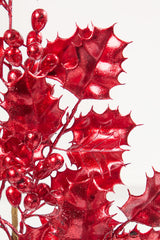27" Red Metallic Holly Berry Stem