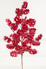 27" Red Metallic Holly Berry Stem