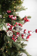 18” Frosted Red Melting Snow Berries with Cone Spray