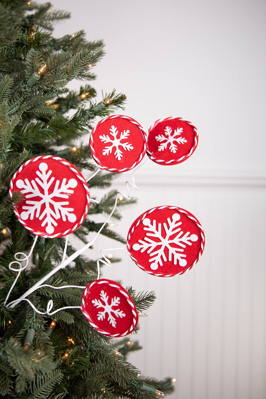 26” Red and White Snowflake Spray