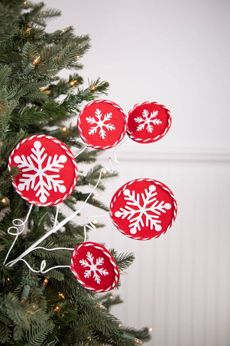 26” Red and White Snowflake Spray