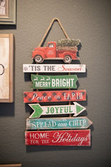 22.4” Wood Holiday Sign w/ Vehicle