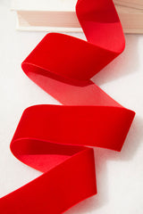 1.5" x 10 Yard Red Unwired Velvet Ribbon