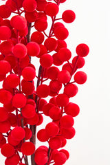 33" Red Flocked Berry Spray