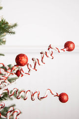 24” Red & White Velvet Corkscrew Spray