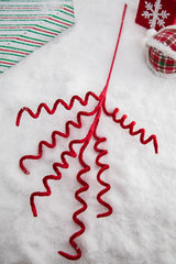 25” Red Velvet Curly Spray – Whimsical Gingerbread Holiday Stem