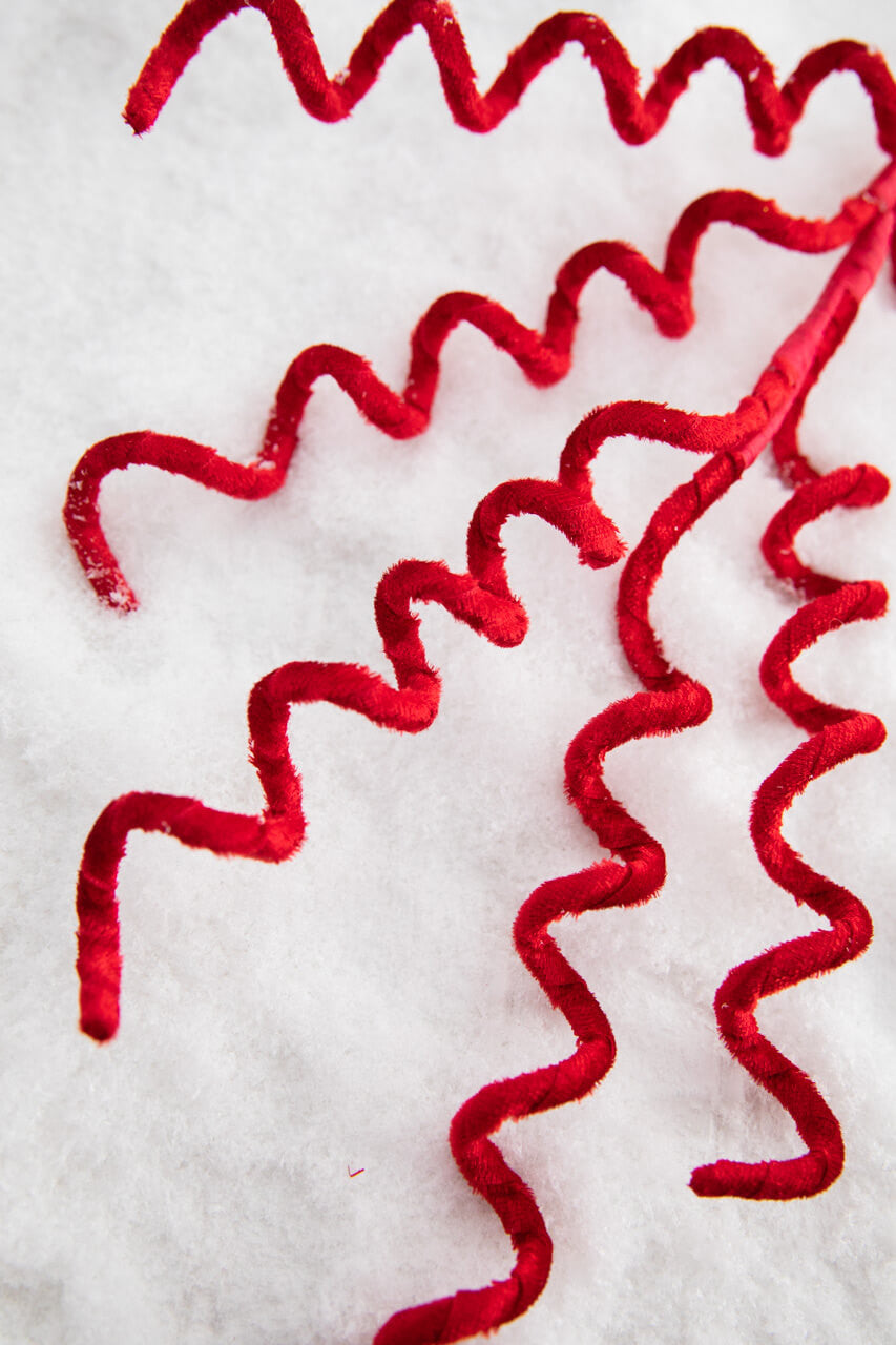 25” Red Velvet Curly Spray – Whimsical Gingerbread Holiday Stem