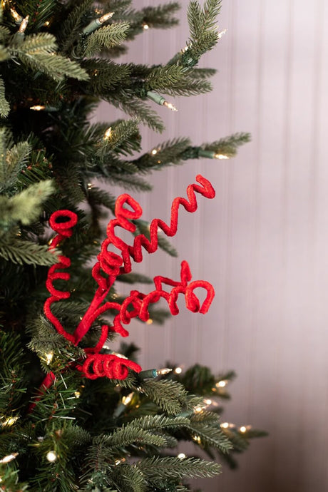 25” Red Velvet Curly Spray – Whimsical Gingerbread Holiday Stem