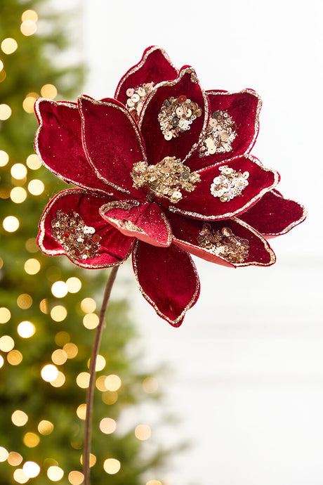 19" x 10" Burgundy Magnolia Stem