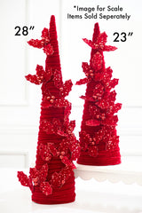 23" Red Velvet Cone Tree with Holly