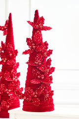23" Red Velvet Cone Tree with Holly