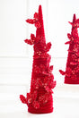 28" Red Velvet Cone Tree with Holly
