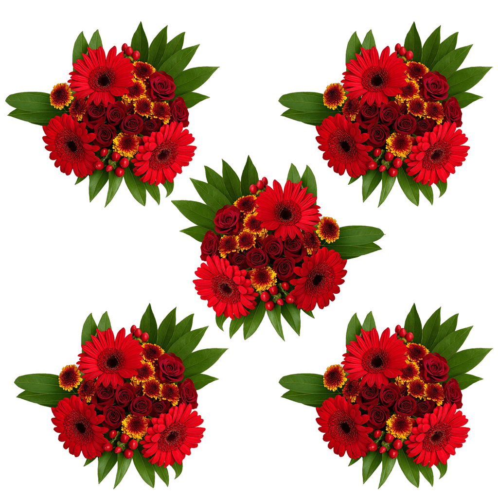 16 Red Fall Flower Bouquets Premium Arrangement Set