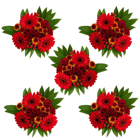 16 Red Fall Flower Bouquets Premium Arrangement Set