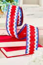 2.5" x 10 Yards Red, White & Blue Patterned Ribbon