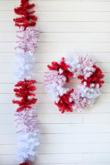 Caprico Red White Wreath 30Inch Festive Holiday Decor