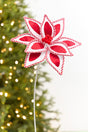 20" x 11.5" Whimsical Red & White Poinsettia Stem