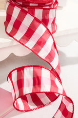 2.5" x 10 Yard Red and White Checked Ribbon