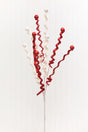 33" Red & White Glitter Curly Spray